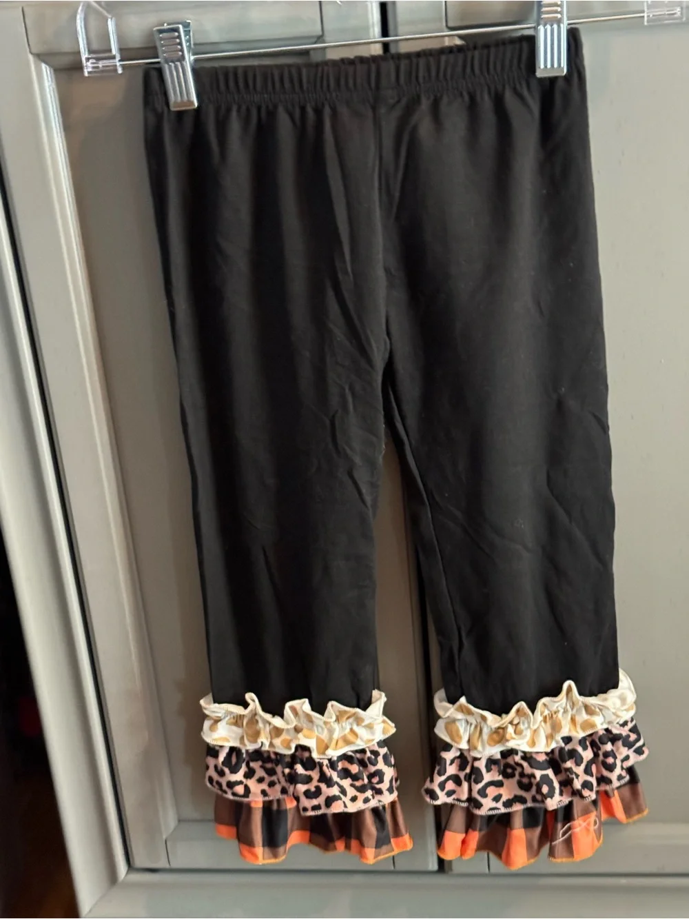 Black Pumpkin Ruffle Halloween shirt & pants set-